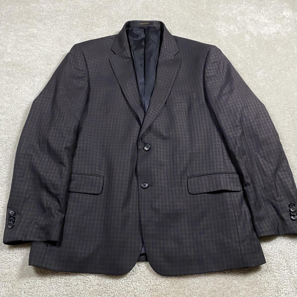 Jos‎ A Bank Reserve Sport Coat Mens 44 Brown Silk Wool Check Blazer Preppy